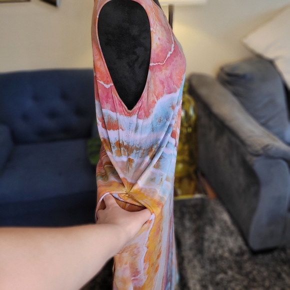 Pastel Geode Tie Dye Sleeveless Elegant Multicolor Dress Super Soft Size XXL - Picture 5 of 8